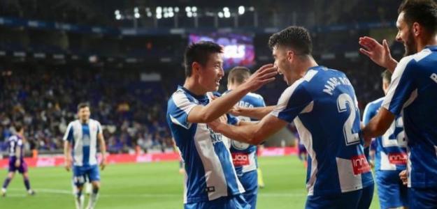 Wu Lei y Marc Roca celebran un gol (RCD Espanyol)