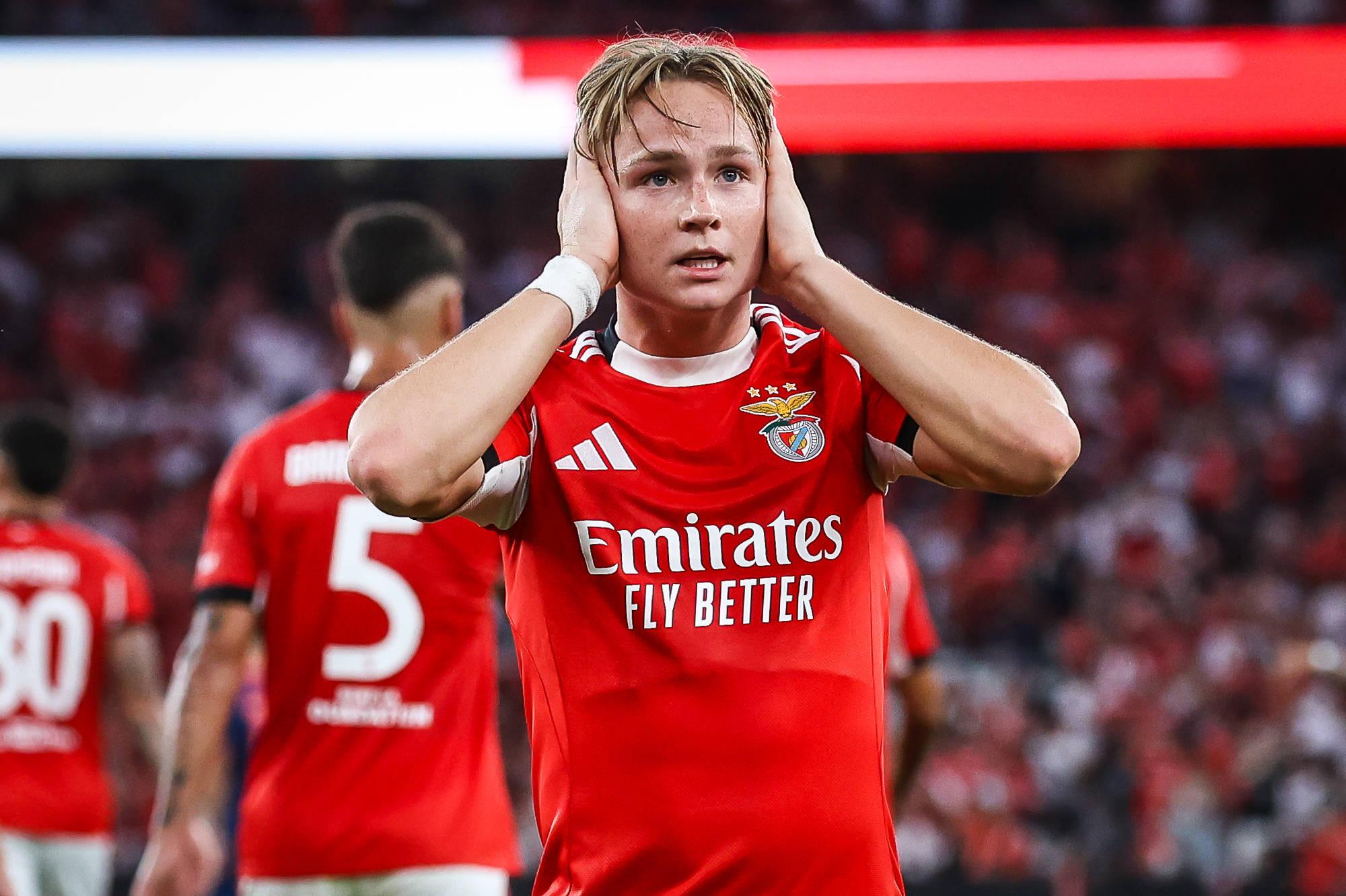 Schjelderup, en un partido con el Benfica / A Bola
