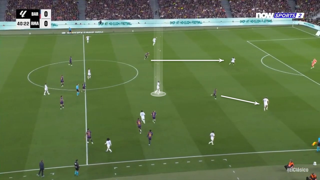 Mala presión del Barcelona en el primer gol del Madrid