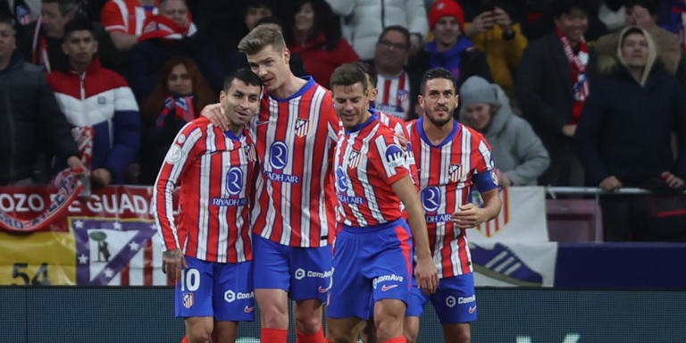 Sorloth celebrating a goal with Atlético de Madrid