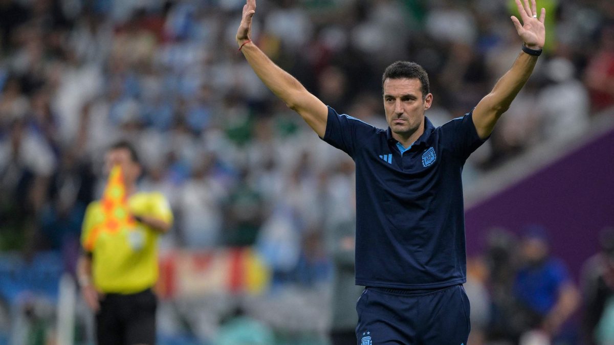 Lionel Scaloni durante un partido de Argentina