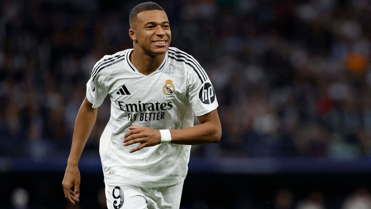 Kylian Mbappé celebra un gol con el Real Madrid