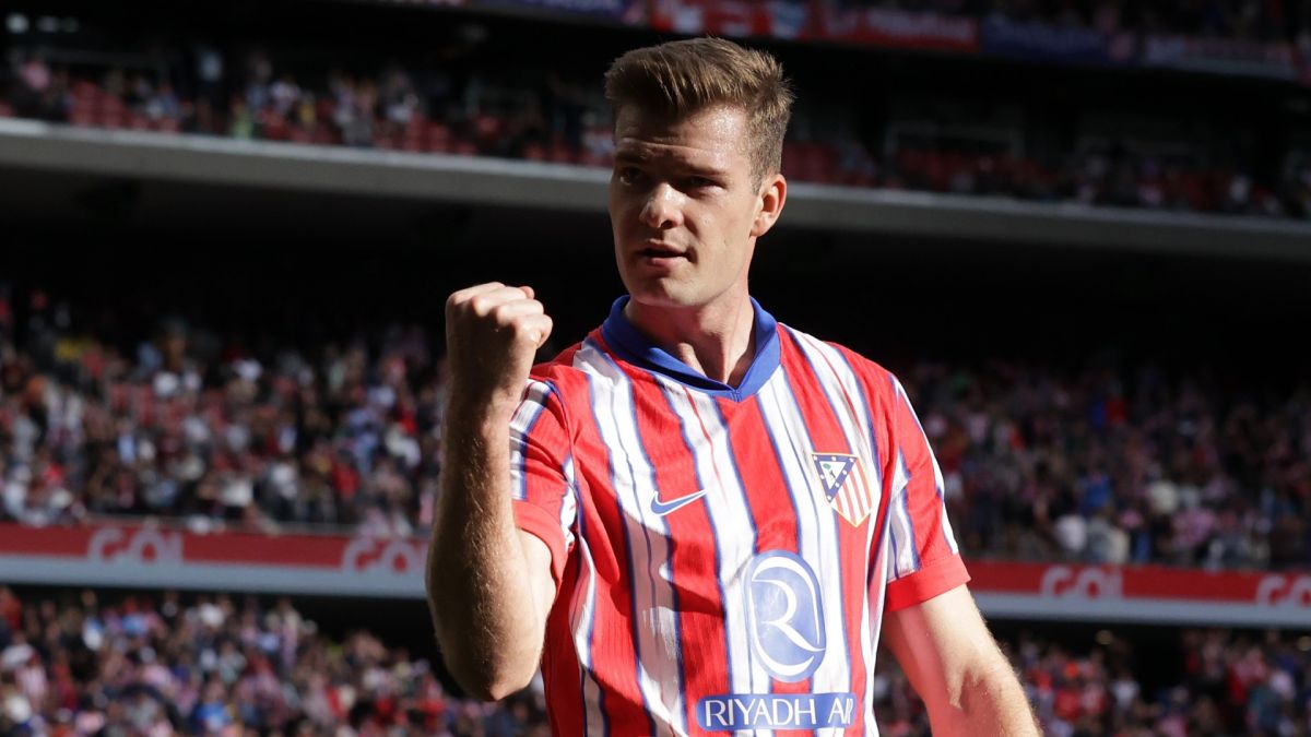 Alexander Sorloth celebra un gol con el Atlético de Madrid