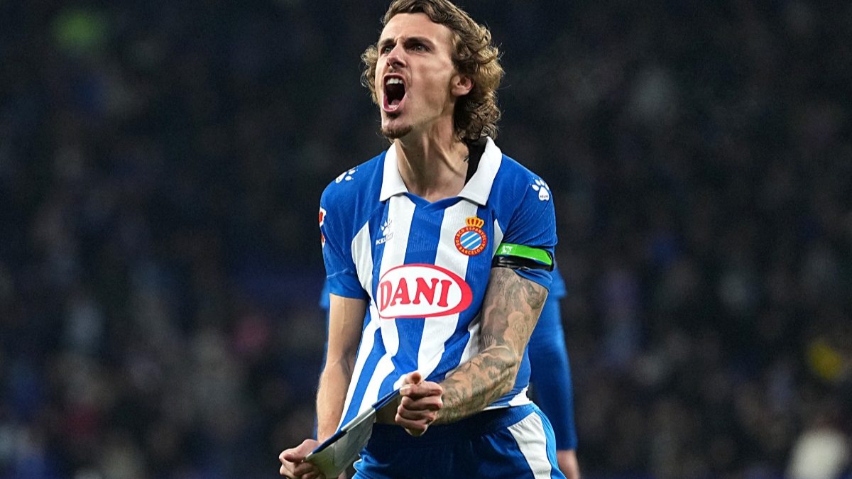 Carlos Romero celebrating a goal scored with Espanyol