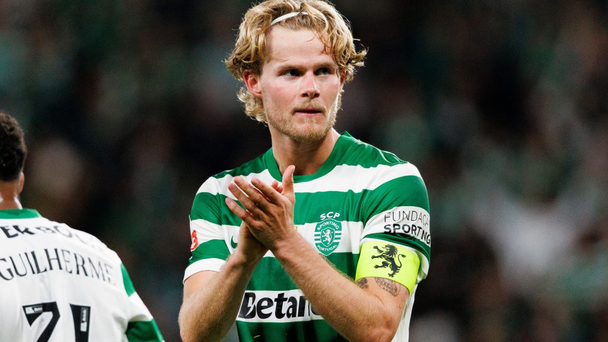 Morten Hjulmand durante un partido con el Sporting de Portugal