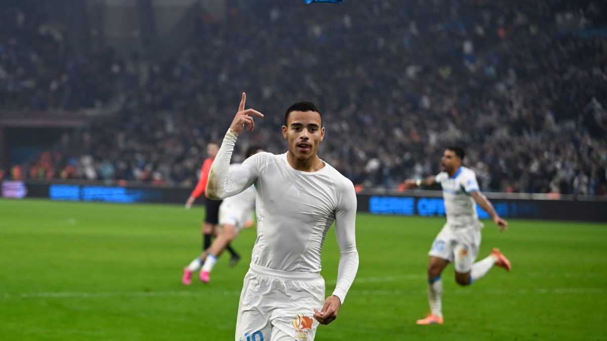 Mason Greenwood celebra un gol anotado con el Olympique de Marsella
