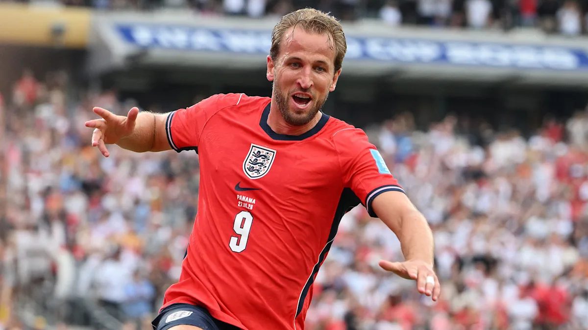 Harry Kane celebra un gol anotado con la selección de Inglaterra
