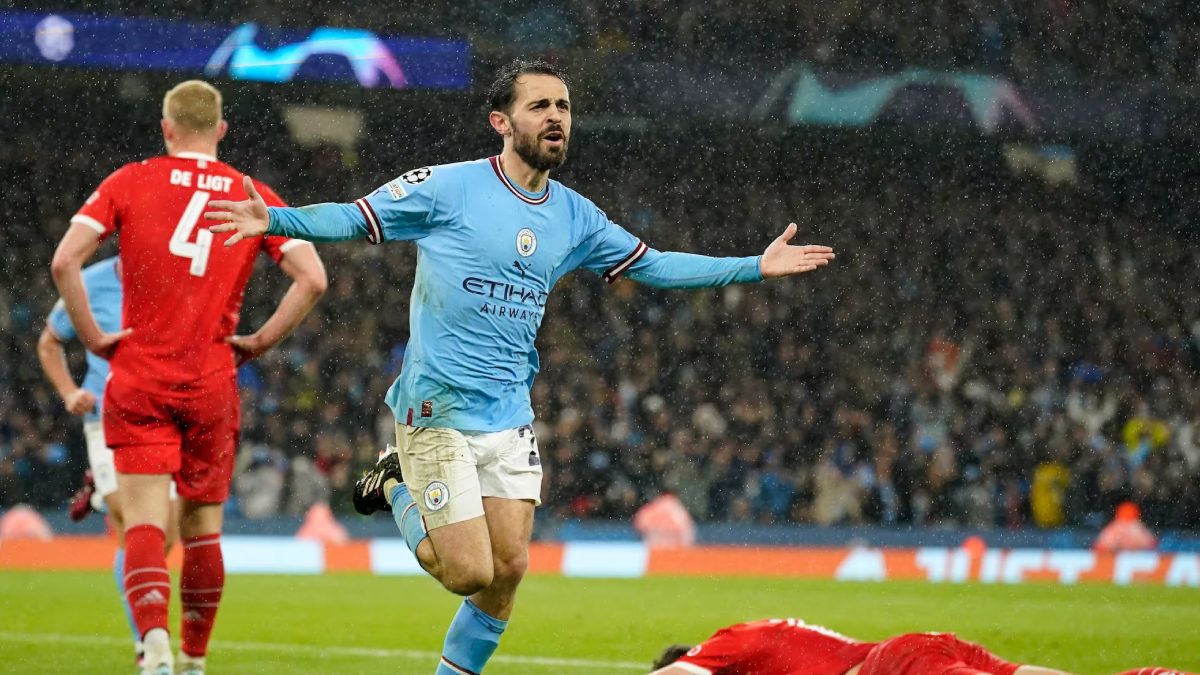 Bernardo Silva celebrates a goal scored with Manchester City