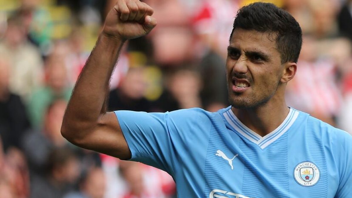 Rodri Hernández celebra un gol anotado con el Manchester City