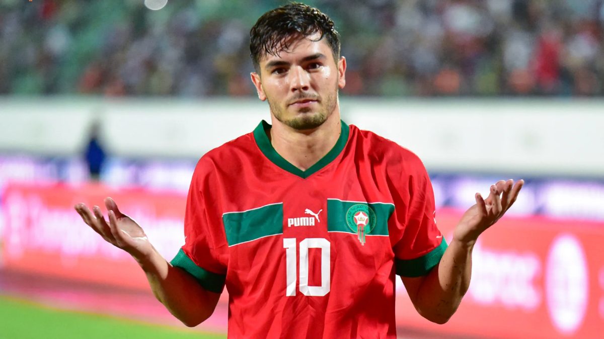 Brahim celebra un gol anotado con la selección de Marruecos