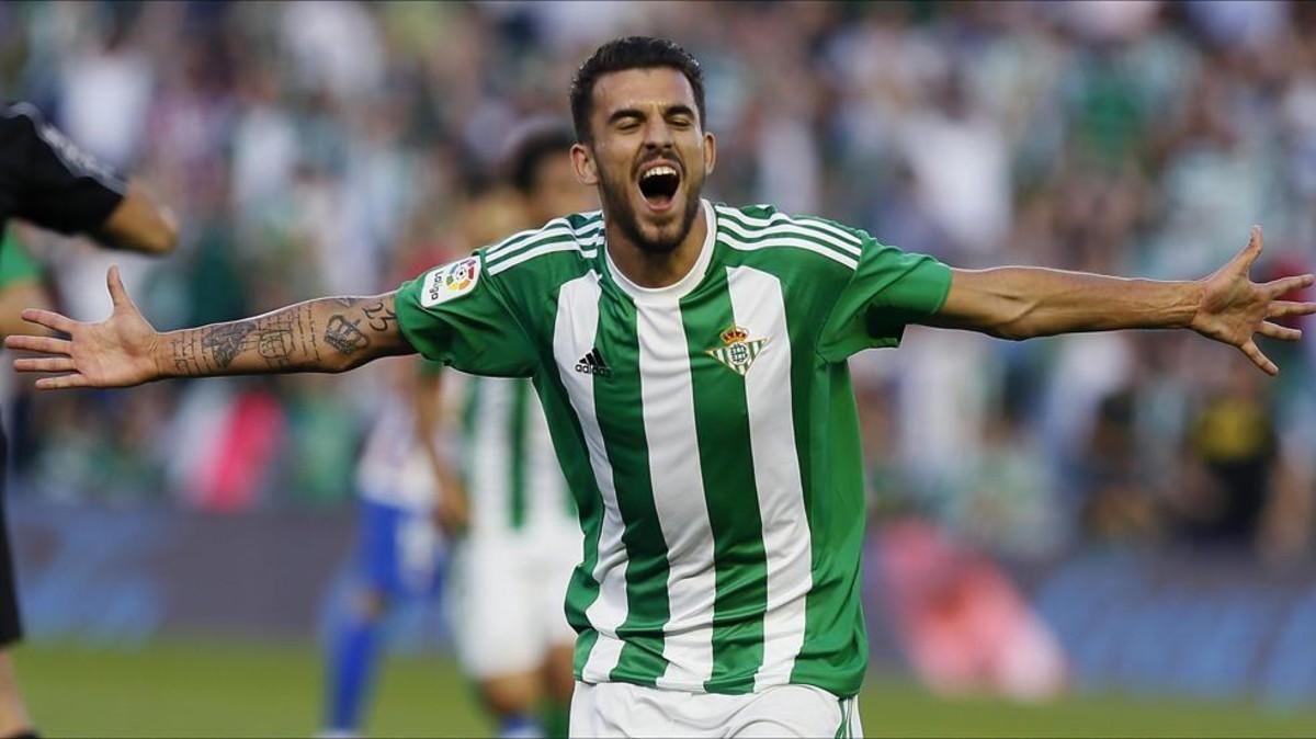 Dani Ceballos celebrando la victoria del Real Betis