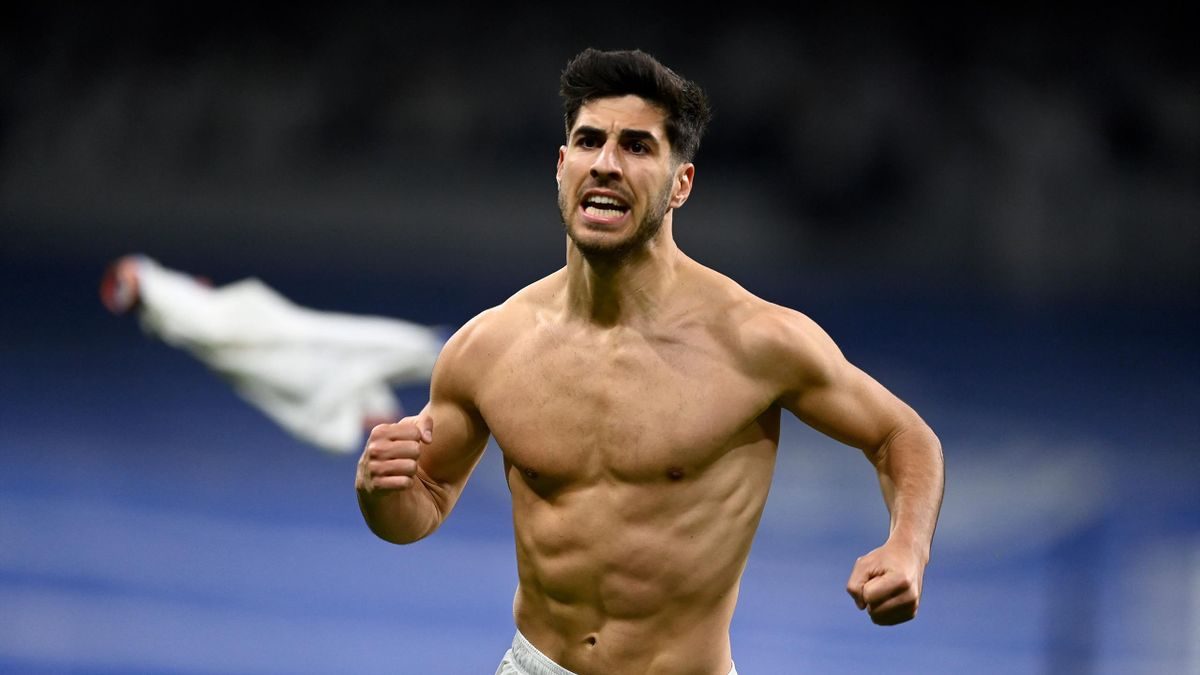 Marco Asensio celebra un gol anotado con el Real Madrid