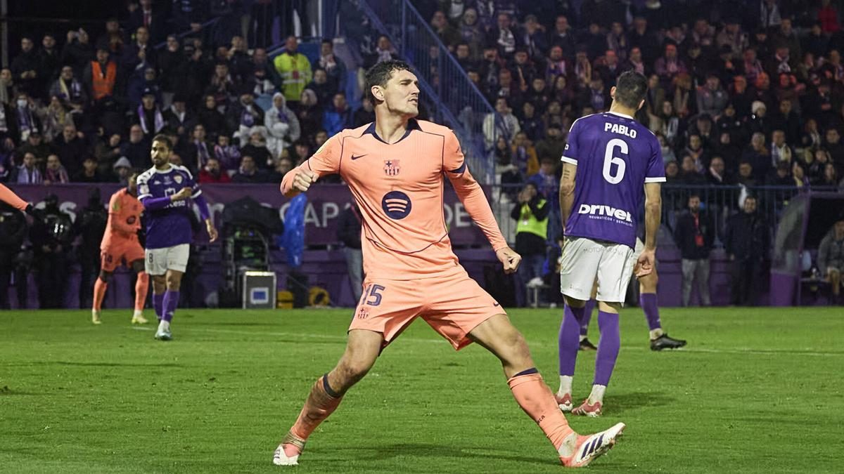 Andreas Christensen celebra un gol con el Barcelona