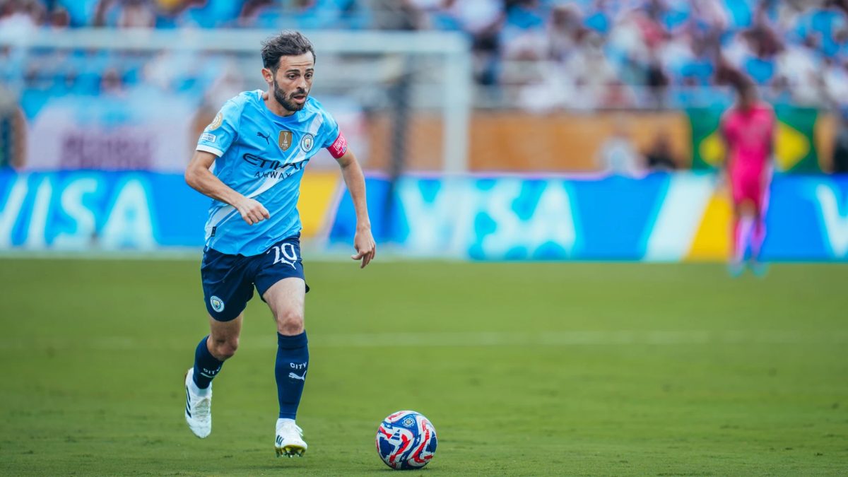 Bernardo Silva durante un partido con el Manchester City