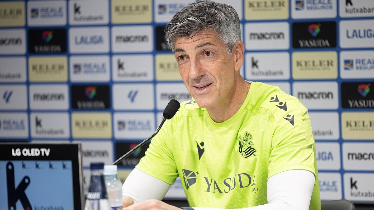 Imanol Alguacil durante una rueda de prensa con la Real Sociedad