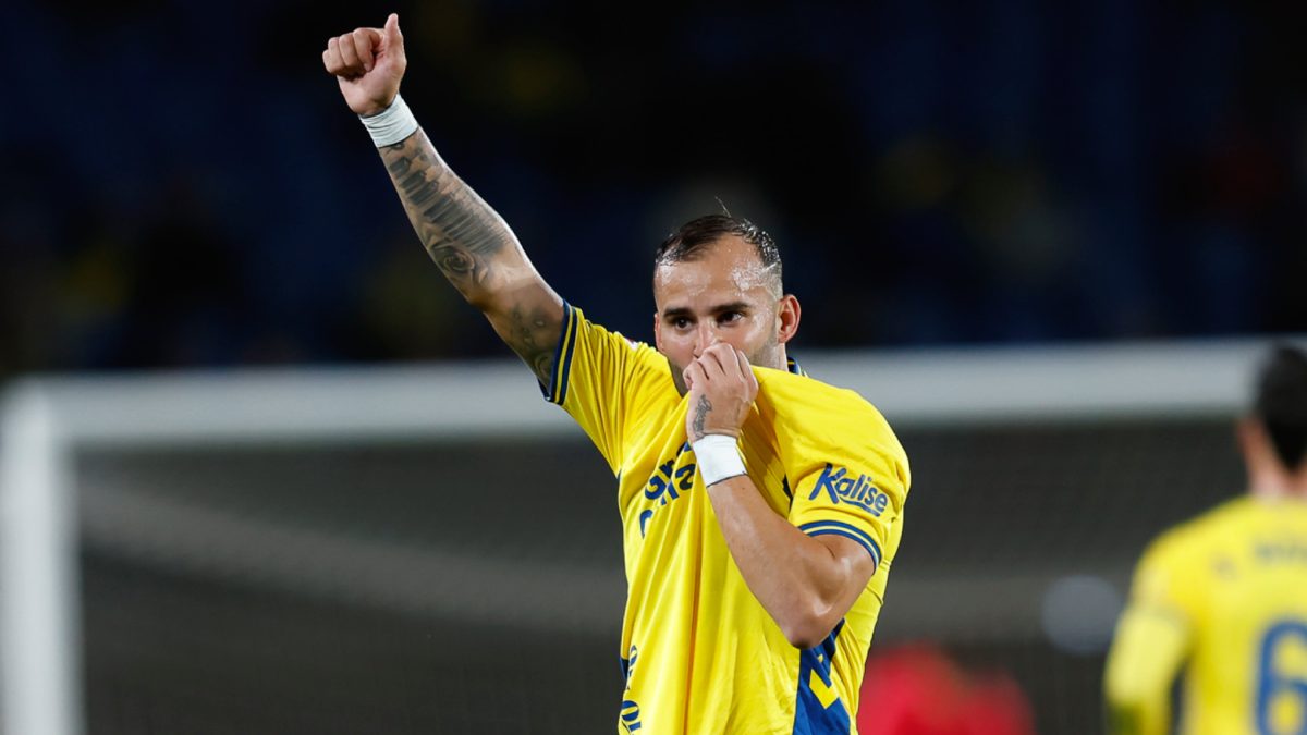 Jesé Rodríguez celebra un gol anotado con Las Palmas