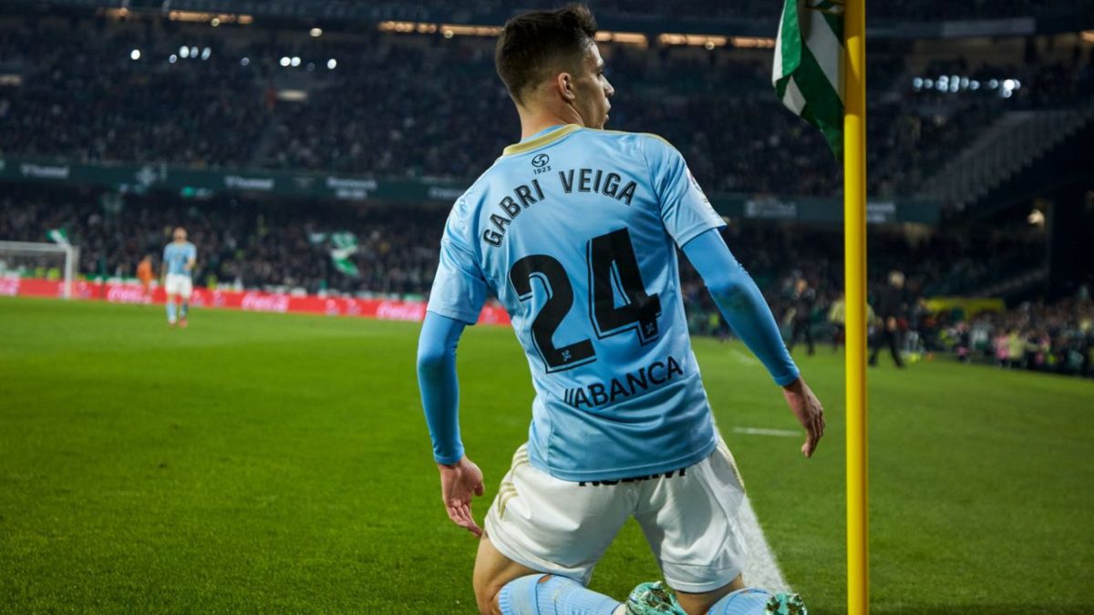 Gabri Veiga celebra un gol anotado con el Celta de Vigo
