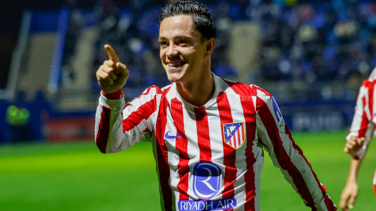 Giacomo Raspadori celebra un gol con el Atlético de Madrid