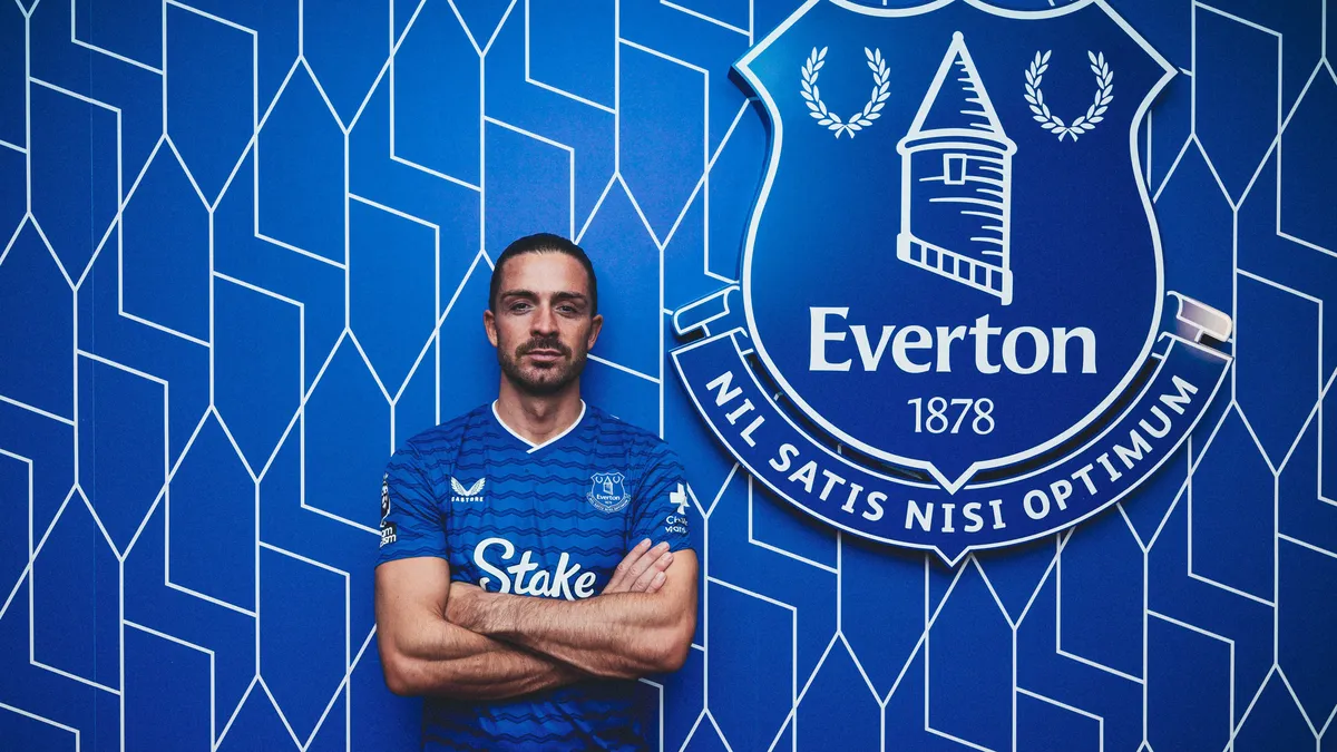 Jack Grealish during his presentation with Everton