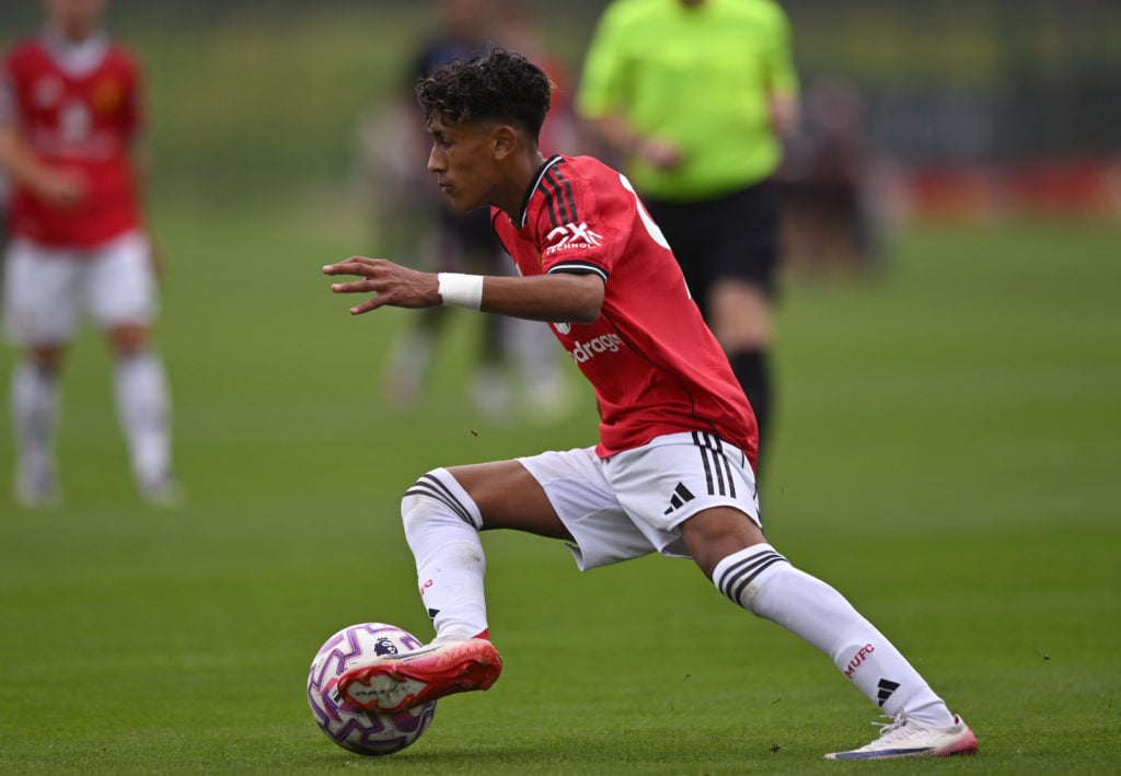 JJ Gabriel playing for Manchester United