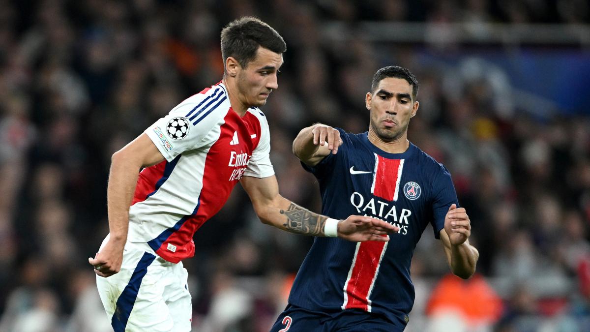 Jakub Kiwior durante un Arsenal - PSG