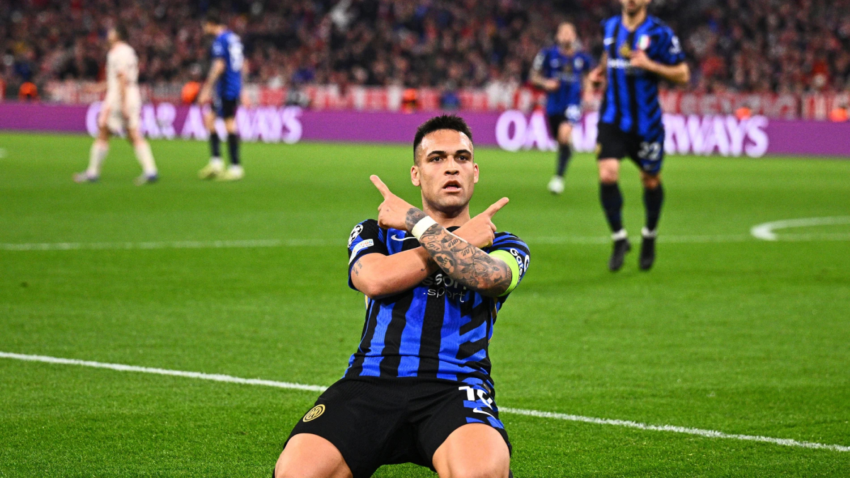 Lautaro Martínez celebra un gol anotado con el Inter de Milán