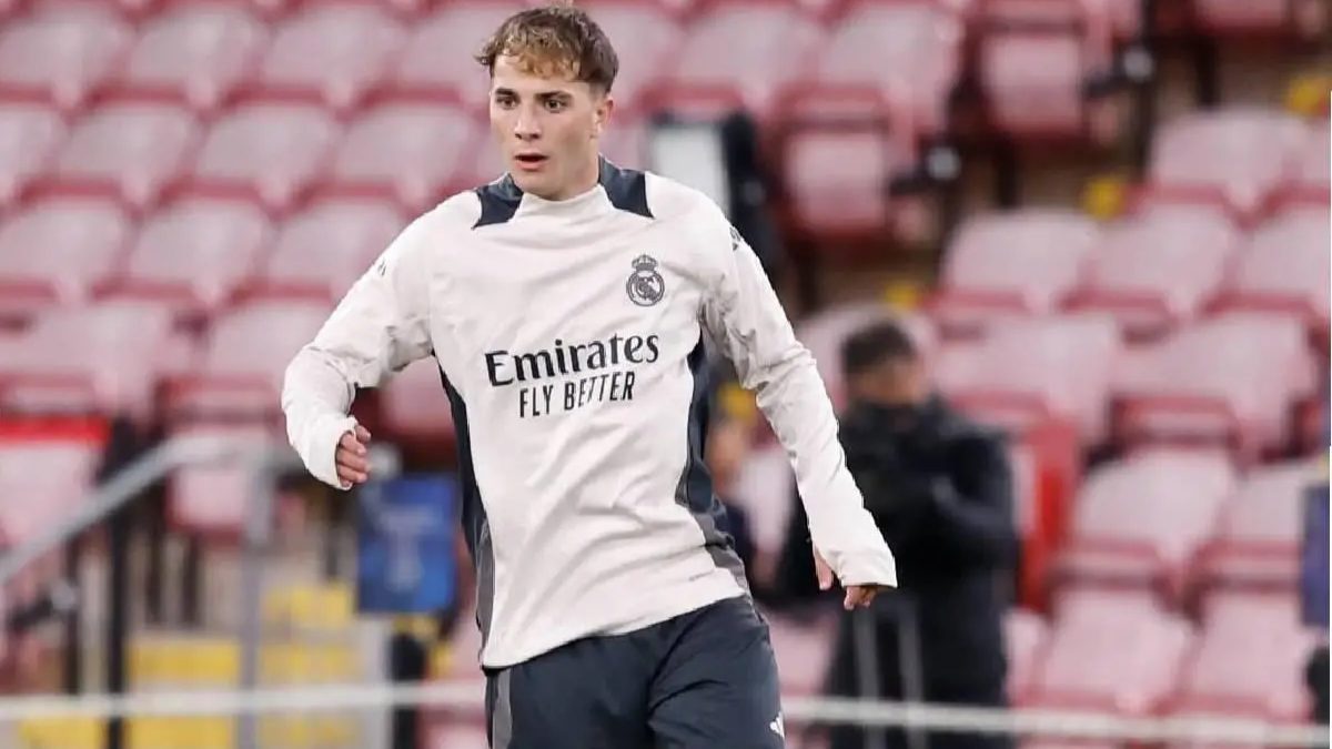 Daniel Yáñez during a training session with Real Madrid