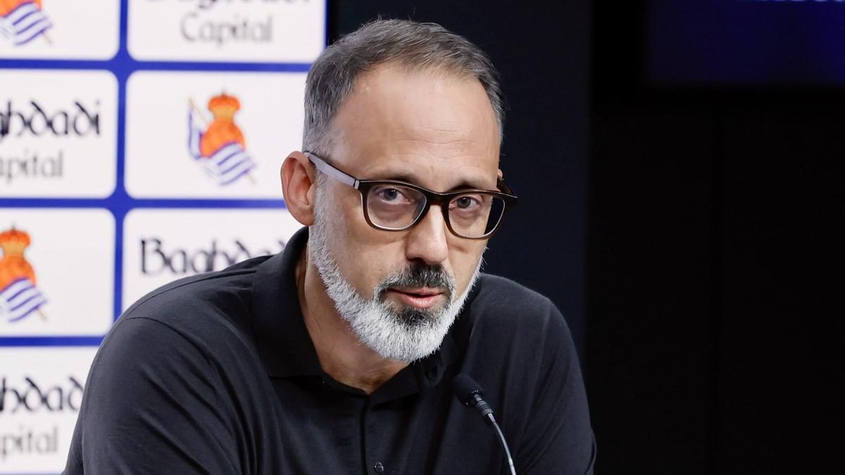 Pellegrino Matarazzo during a press conference with Real Sociedad