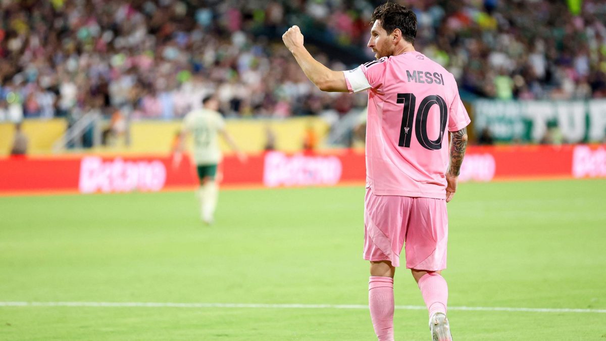 Leo Messi celebra un gol con Inter Miami