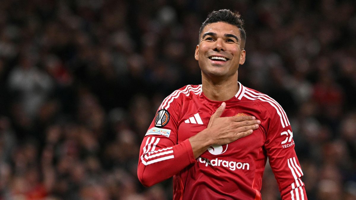 Casemiro celebra un gol anotado con el Manchester United