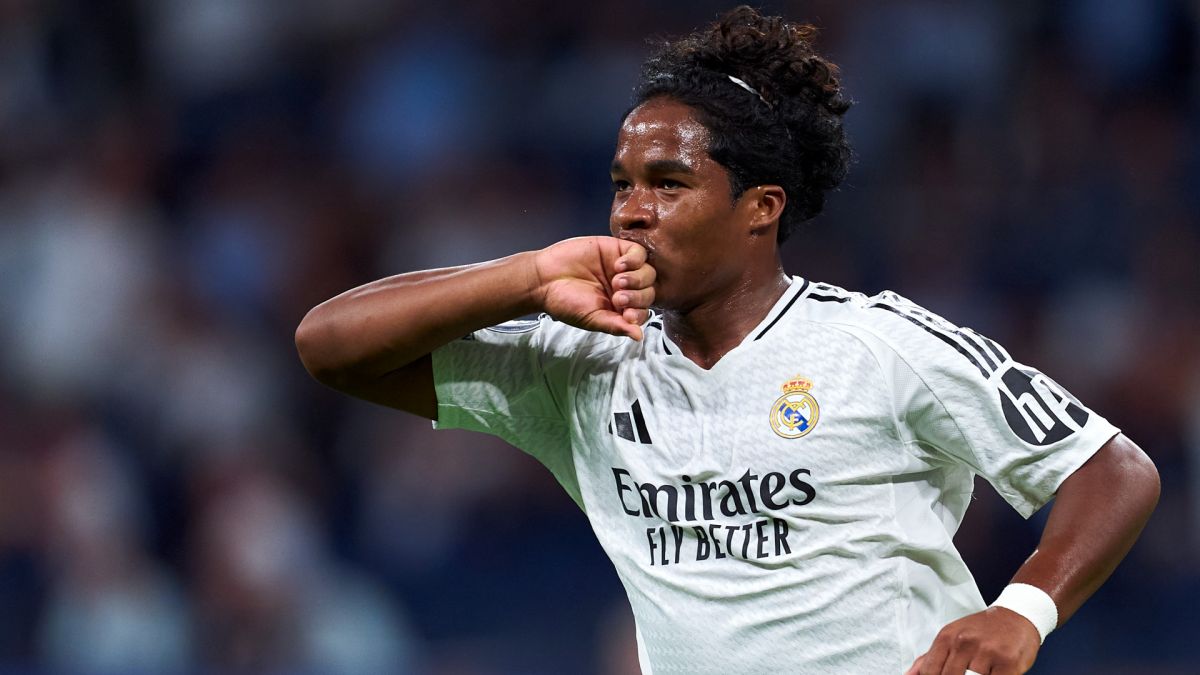 Endrick celebra un gol con el Real Madrid