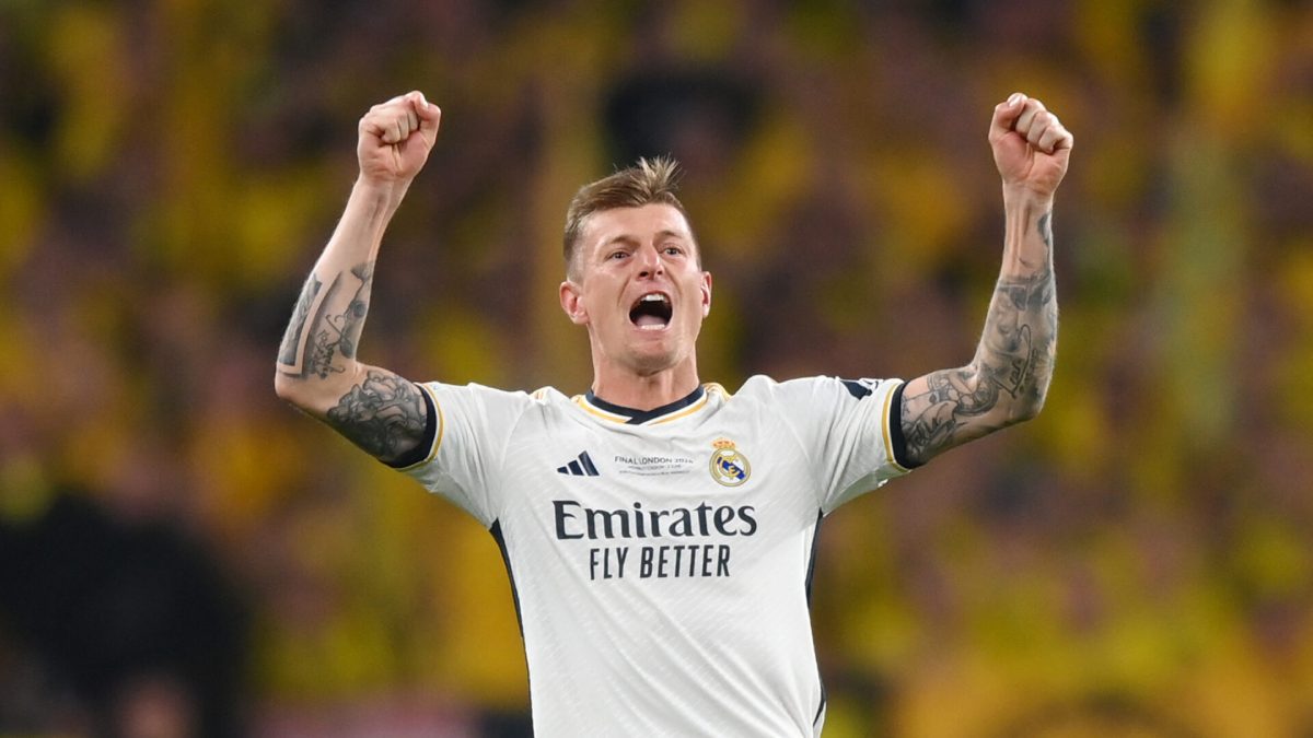 Toni Kroos celebra un gol con el Real Madrid