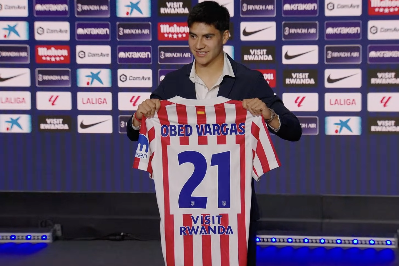 Obed Vargas, en su presentación con el Atlético / Club Atlético de Madrid