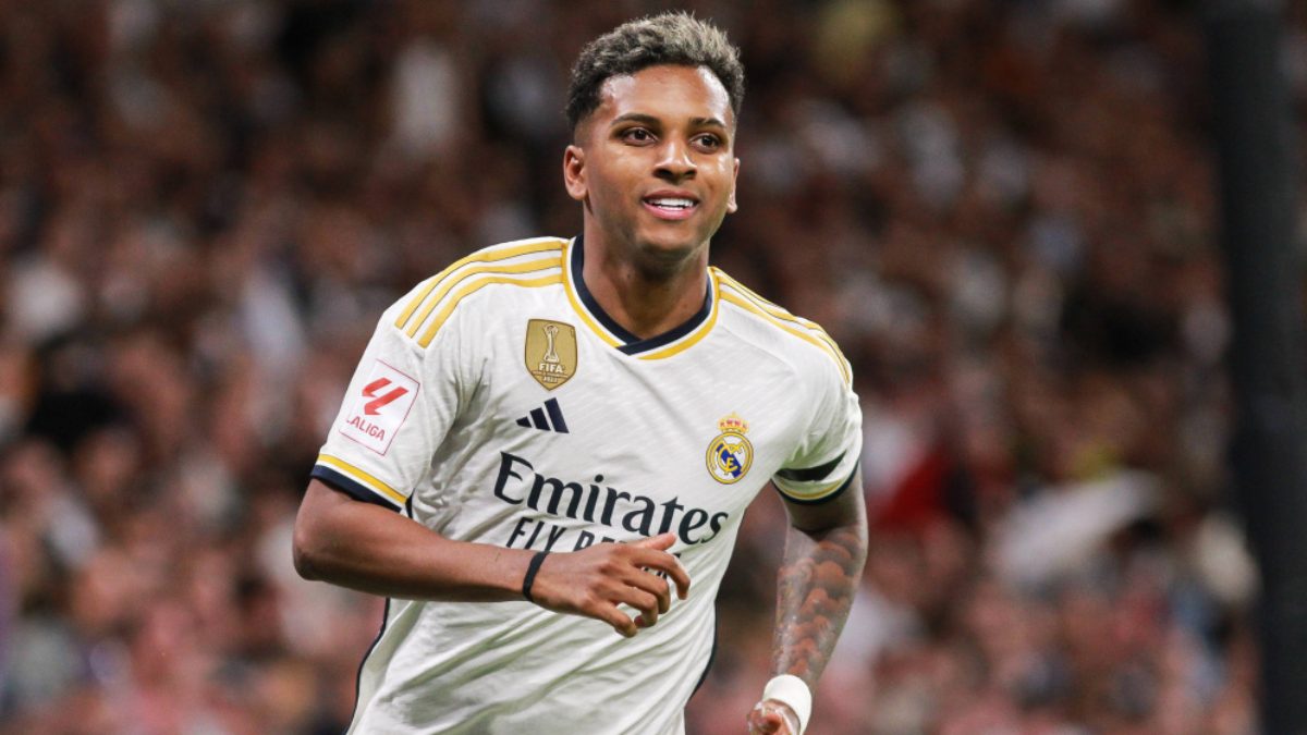Rodrygo celebrates a goal scored with Real Madrid