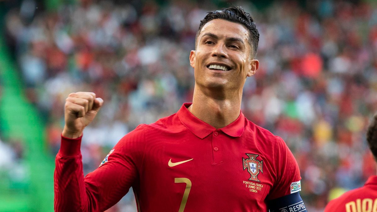Cristiano Ronaldo celebrates a goal scored with the Portugal national team