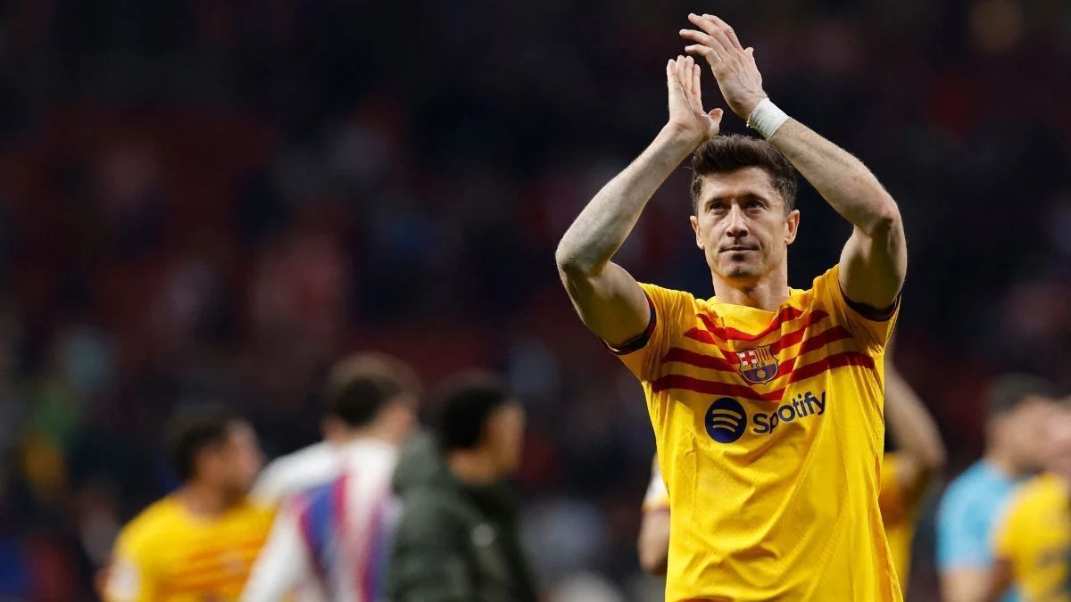 Robert Lewandowski tras un partido del Barcelona