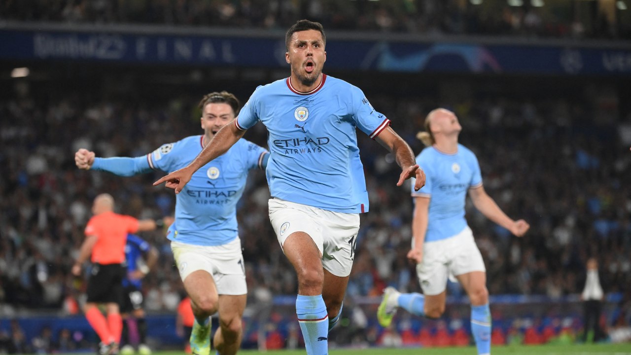 Rodri marcó el gol más importante de la historia del Manchester City / AFP
