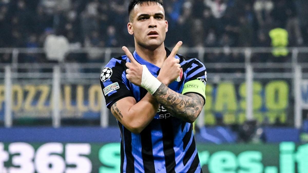 Lautaro Martínez celebra un gol anotado con el Inter de Milán