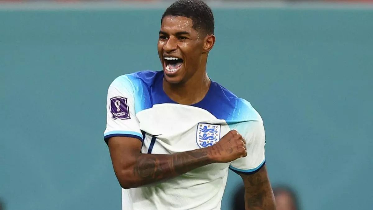 Marcus Rashford celebra un gol con Inglaterra