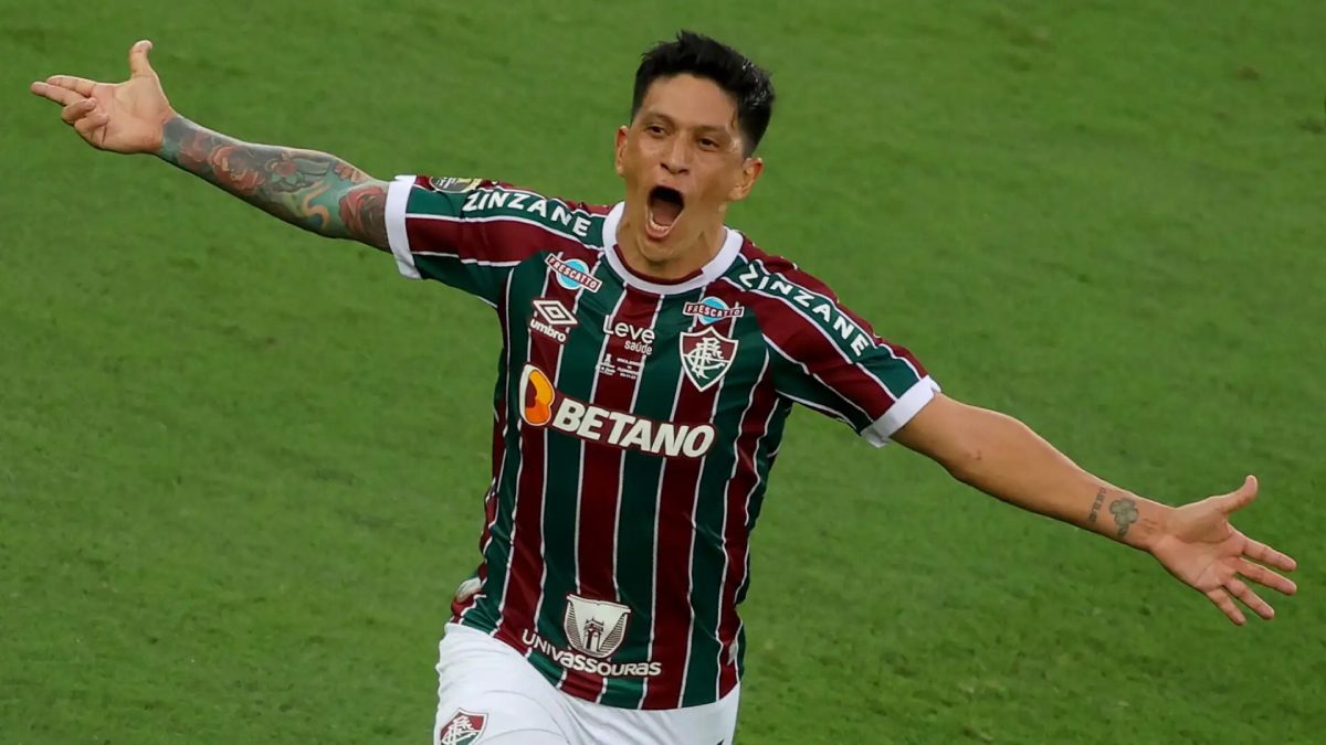 Germán Cano celebra un gol anotado con Fluminense