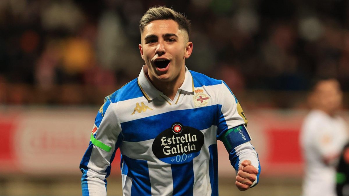 Yeremay Hernández celebra un gol anotado con el Deportivo de La Coruña