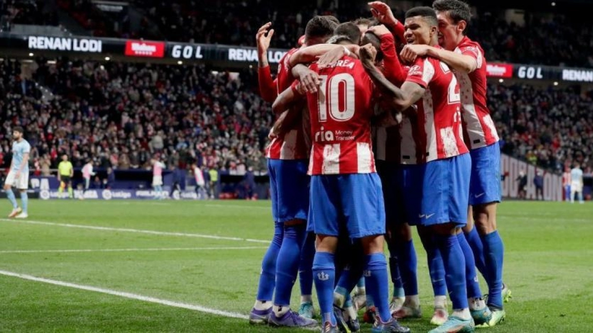 La plantilla colchonera celebra un gol. Foto: ESPN