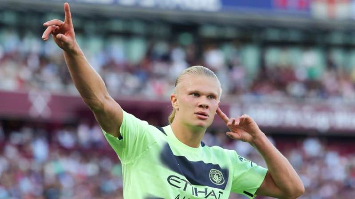 Erling Haaland celebra un tanto ante el West Ham United. Foto: DAZN