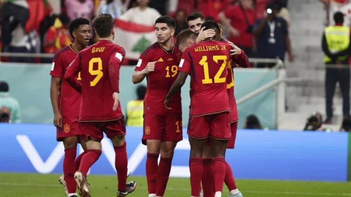 Los jugadores de España celebran uno de los goles frente a Costa Rica. Foto: MARCA