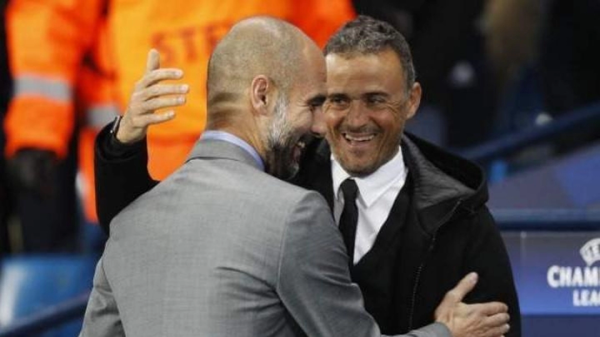 Pep Guardiola y Luis Enrique, entrenadores de Manchester City y PSG, respectivamente.