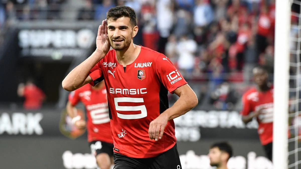 Martin Terrier, jugador francés del Rennes que está en la agenda de Napoli y Fenerbahçe
