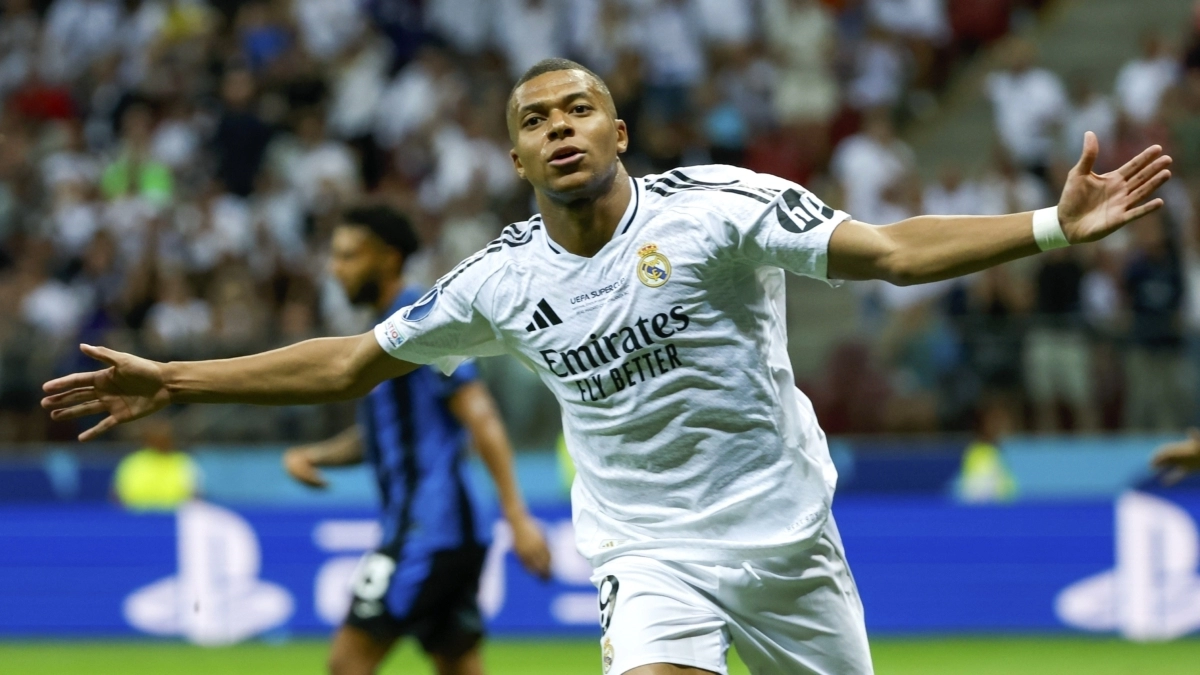 Kylian Mbappé celebra un gol anotado con el Real Madrid