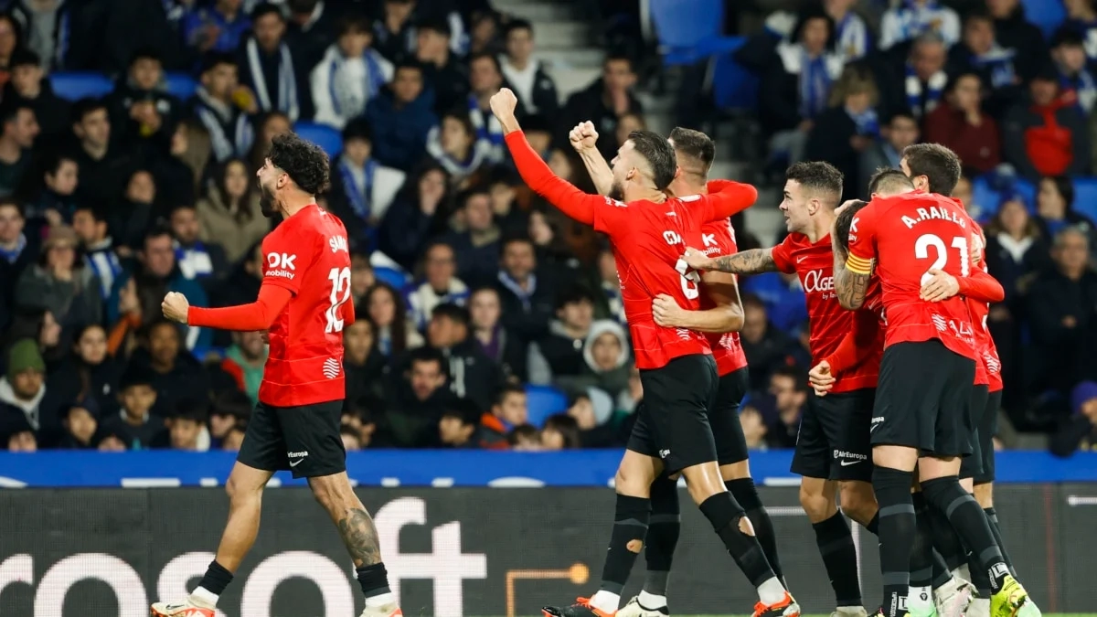 The Mallorca players celebrate a goal