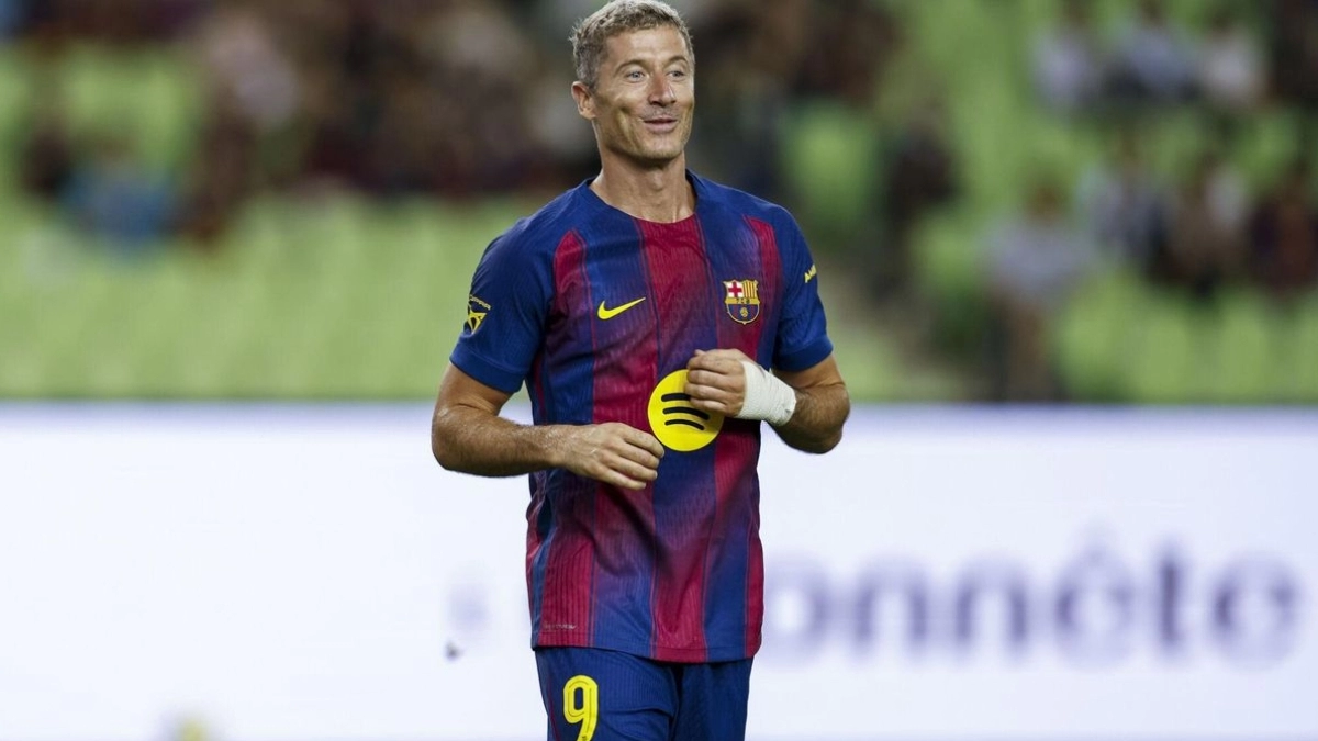 Lewandowski en la pretemporada con el FC Barcelona