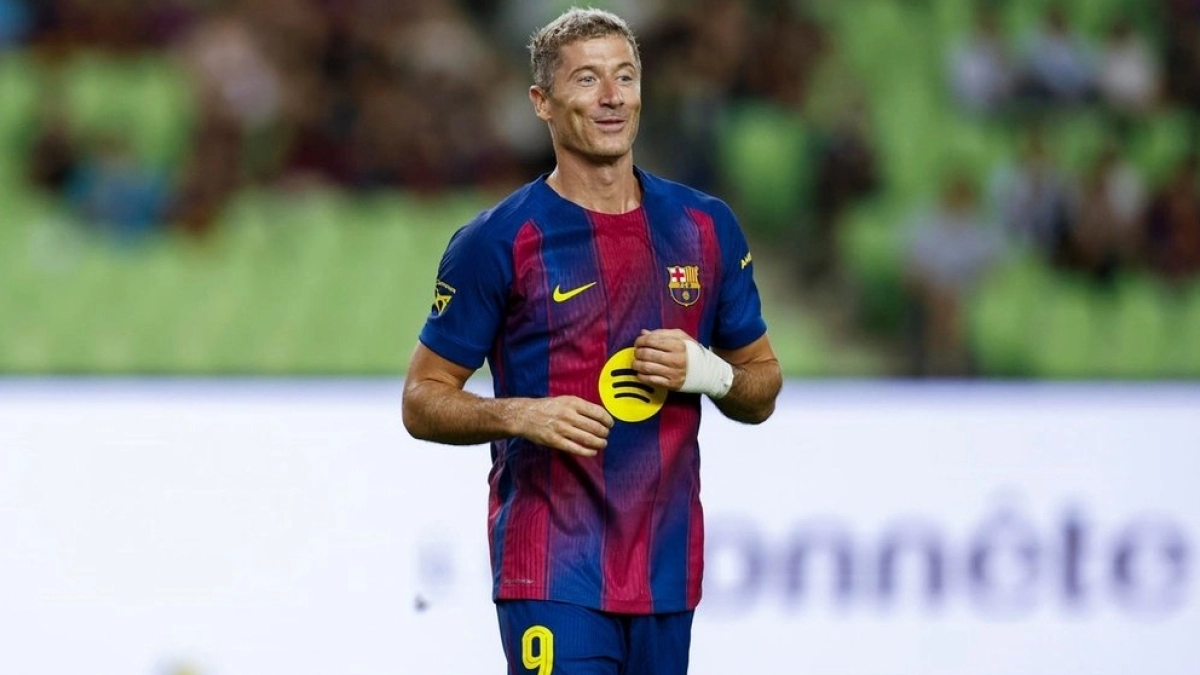 Lewandowski en la pretemporada con el FC Barcelona